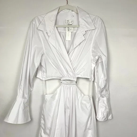 NWT Jonathan Simkhai Alex Pleated Cut Out Maxi Midi Dress White Medium - Picture 5 of 13